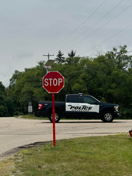 Flashing Stop Sign for Municipal Use