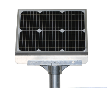 Solar Stop Sign, Solar-powered LED stop sign with a mounted solar panel for continuous operation